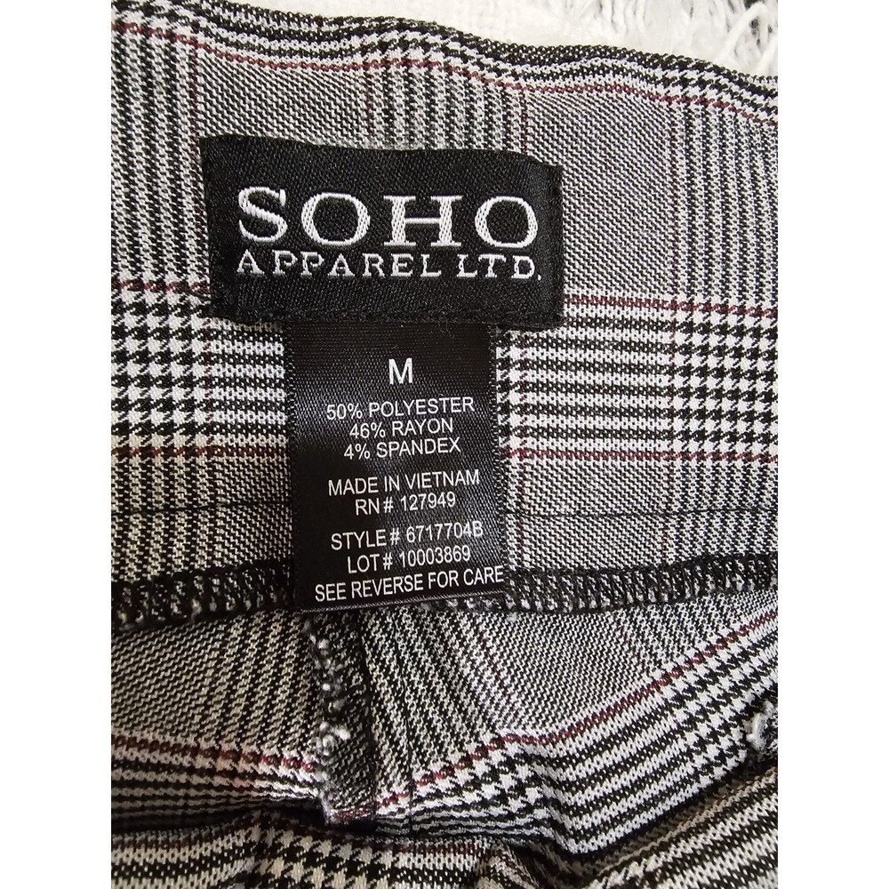 Soho Apparel Tapered Ankle Length Dress Pants Women's Size M - Houndstooth Plaid - Picture 8 of 11